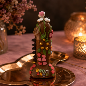 Versierde chocolade piemel tijdens de workshop The Sacred Art of Touching Him