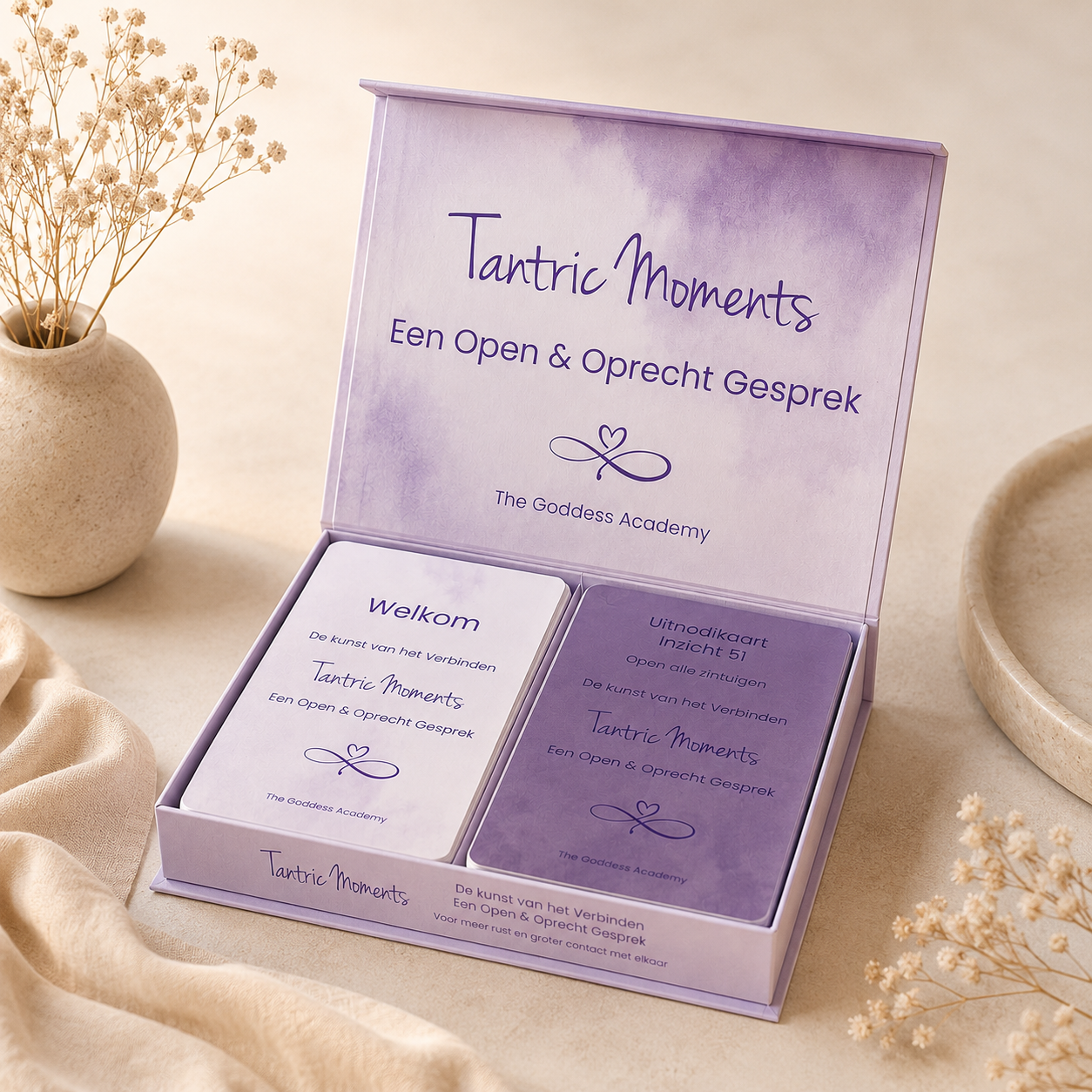 Paarse Tantrische Momenten kaartenset in luxe bewaardoos